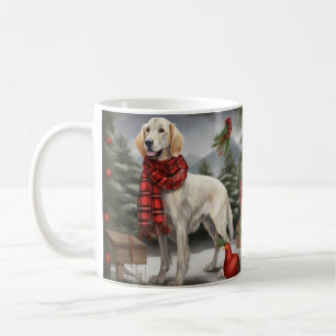English Setter Dog in Schnee Weihnachten Kaffeetasse