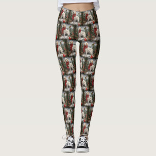 English Setter Dog in Schnee Weihnachten Leggings