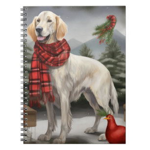 English Setter Dog in Schnee Weihnachten Notizblock