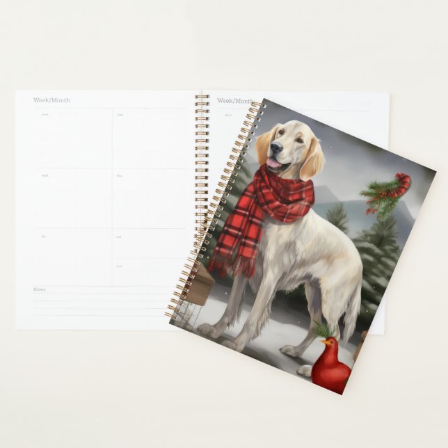 English Setter Dog in Schnee Weihnachten Planer (Anzeige)