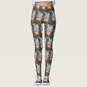English Setter Dog Riding Motorrad Weihnachten Leggings
