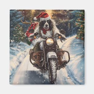 English Setter Dog Riding Motorrad Weihnachten Magnet
