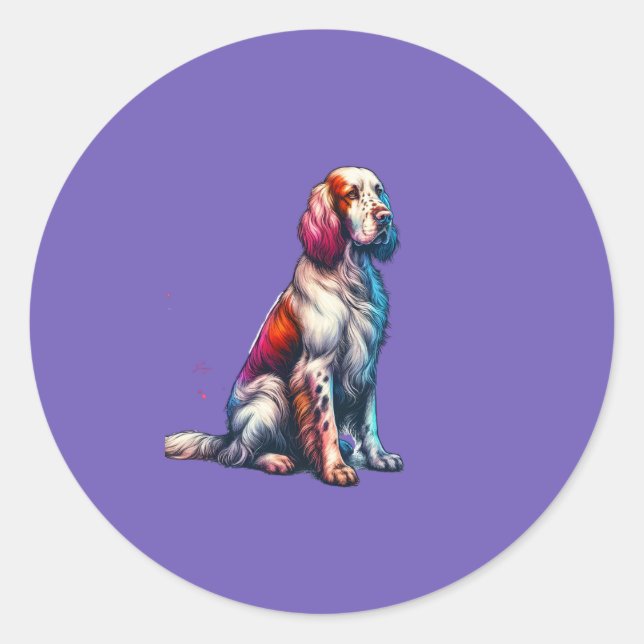 English Setter Dog Runder Aufkleber (Vorderseite)