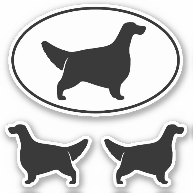 English Setter Dog Silhouetten Vinyl Sticker Set (Vorderseite)