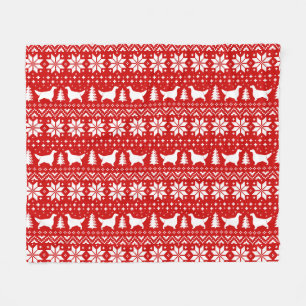 English Setter Dog Silhouetten Weihnachtsmuster Fleecedecke