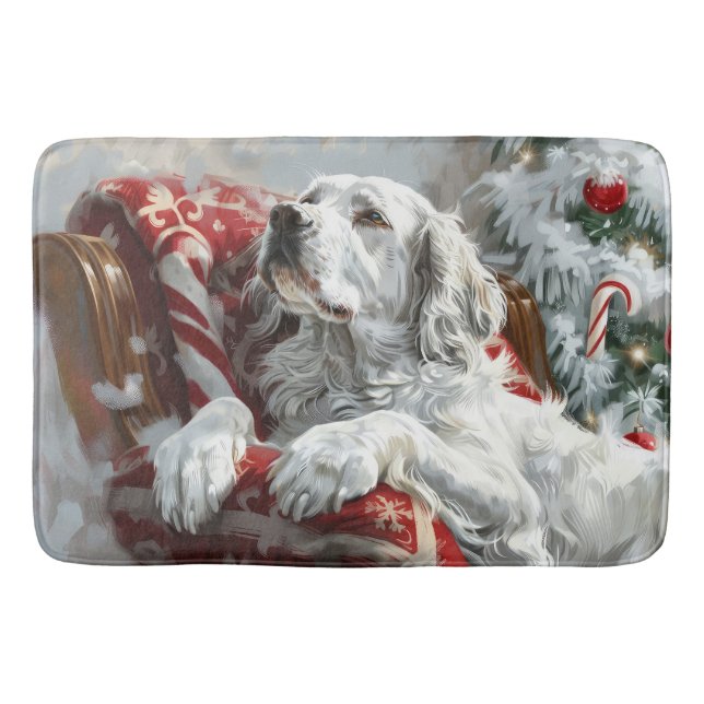 English Setter Dog Weihnachtsfest Badematte (Vorderseite)