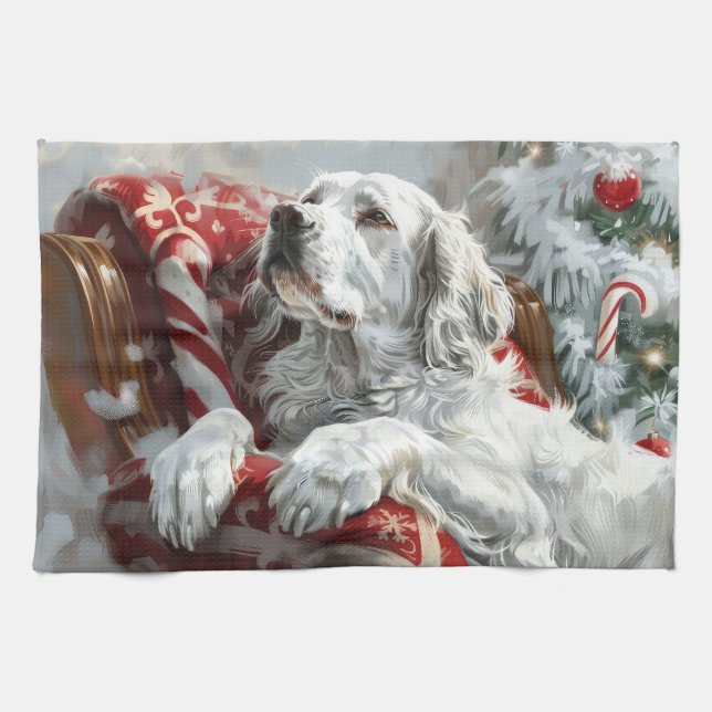 English Setter Dog Weihnachtsfest Geschirrtuch (Horizontal)