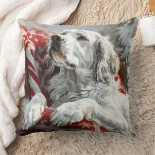 English Setter Dog Weihnachtsfest Kissen