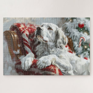 English Setter Dog Weihnachtsfest Puzzle