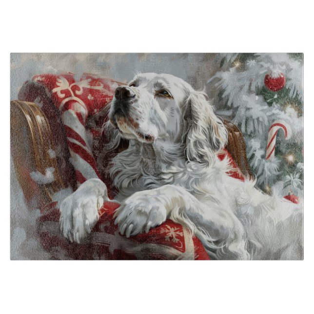 English Setter Dog Weihnachtsfest Schneidebrett (Vorderseite)