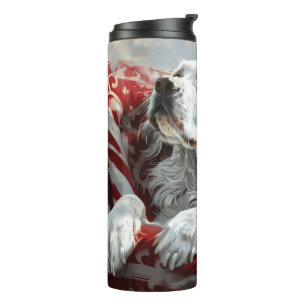 English Setter Dog Weihnachtsfest Thermosbecher