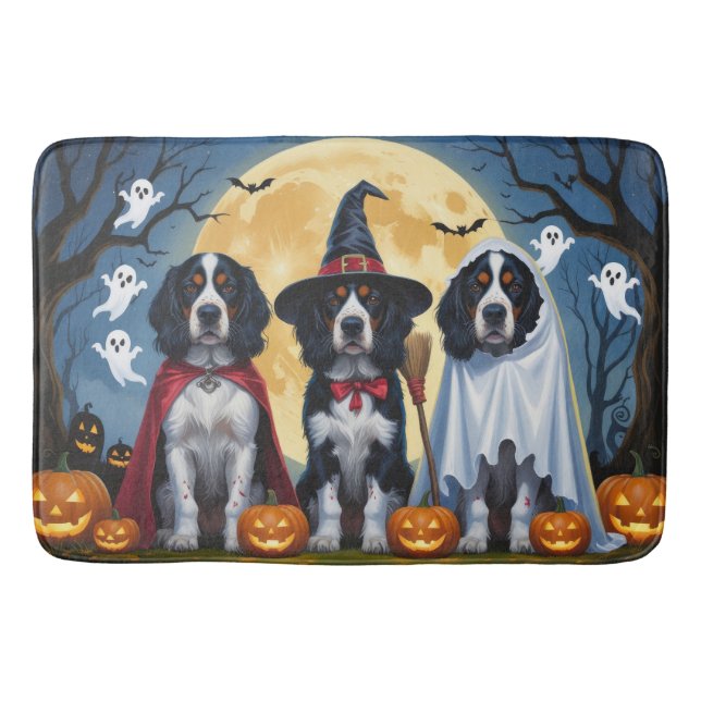 English Setter Dogs Pumpkin Halloween Funny Badematte (Vorderseite)