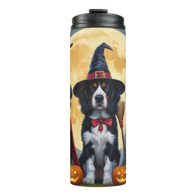 English Setter Dogs Pumpkin Halloween Funny Thermosbecher (Vorderseite)