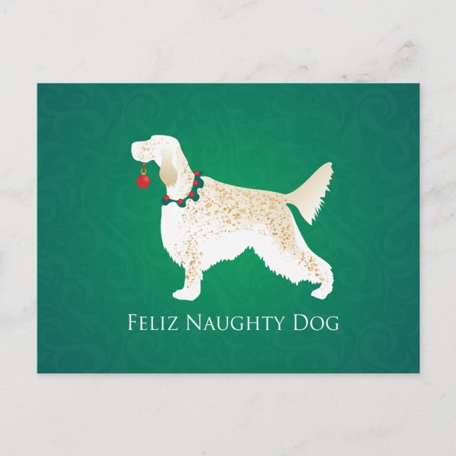 English Setter Feliz Naughty Dog Weihnachten (Vorderseite)