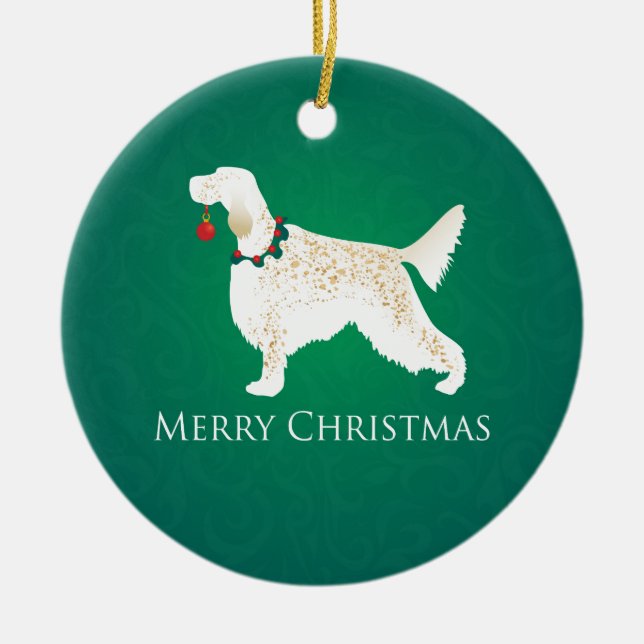 English Setter Frohe Weihnachtsgestaltung Keramik Ornament (Vorne)