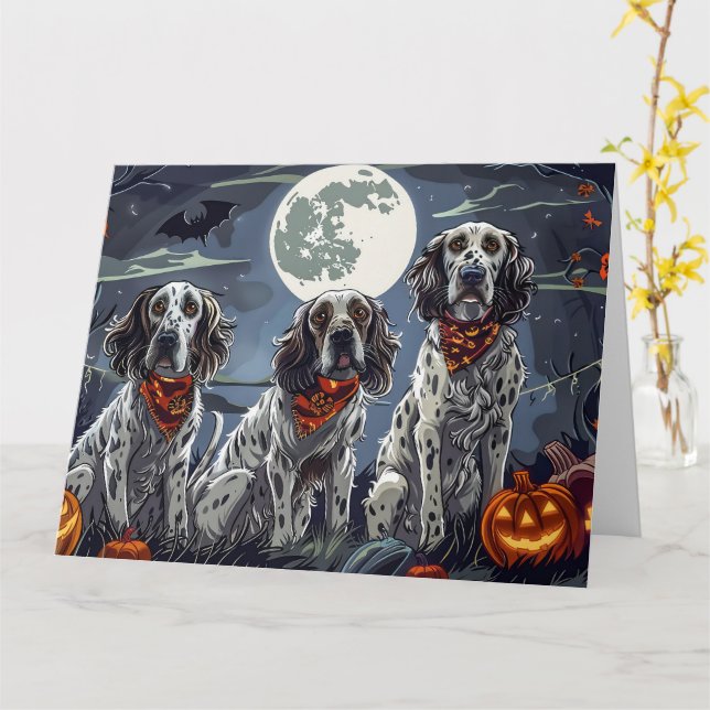 English Setter Halloween Spooky Karte (Gelbe Blume)