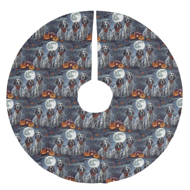 English Setter Halloween Spooky Polyester Weihnachtsbaumdecke (Vorderseite)