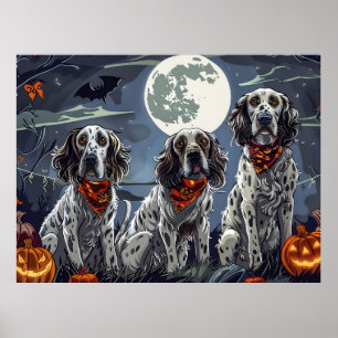 English Setter Halloween Spooky Poster