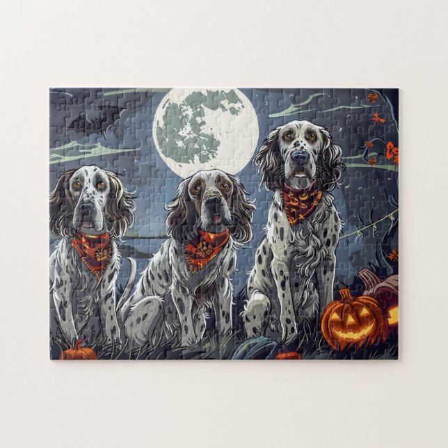 English Setter Halloween Spooky Puzzle (Horizontal)
