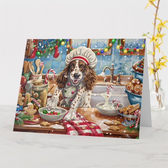 English Setter Holiday Baking: Festliche Weihnacht Karte (Gelbe Blume)