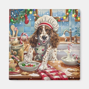 English Setter Holiday Baking: Festliche Weihnacht Magnet
