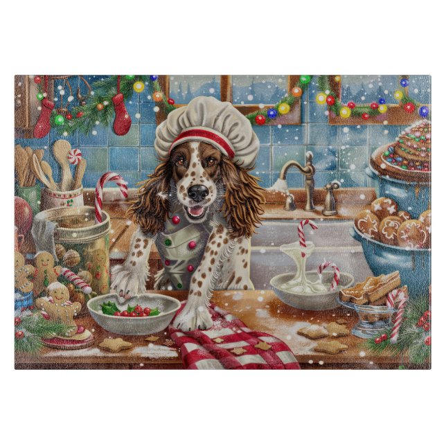 English Setter Holiday Baking: Festliche Weihnacht Schneidebrett (Vorderseite)