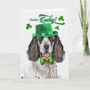 English Setter Hund fühlt sich glücklich am St. Pa Feiertagskarte