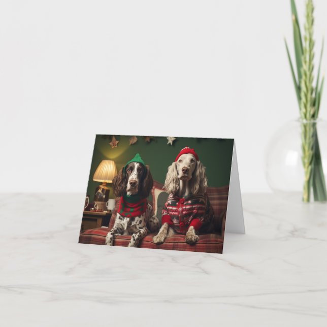 English Setter Hunde Weihnachtskarte Karte (Vorderseite)