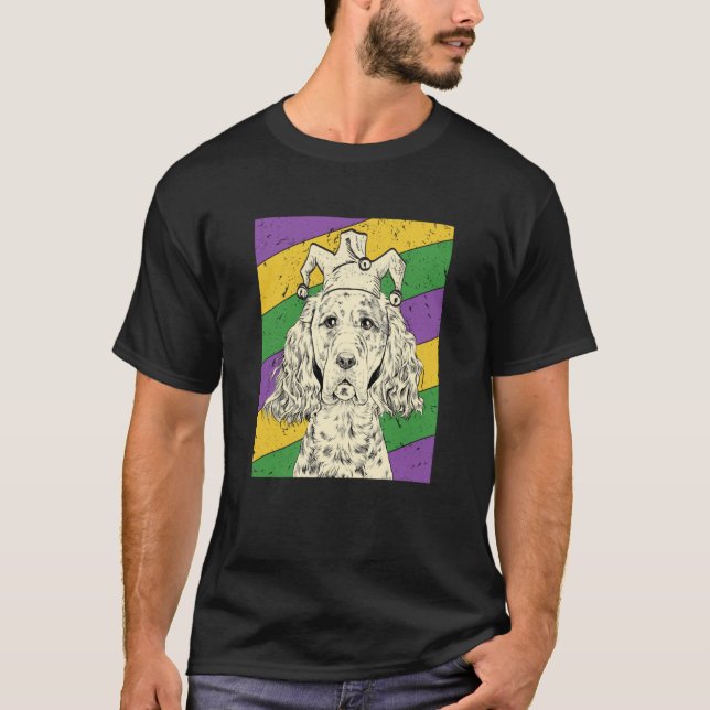 English Setter Jester Mardi Gras Dog Mom or Dad T-Shirt (Vorderseite)