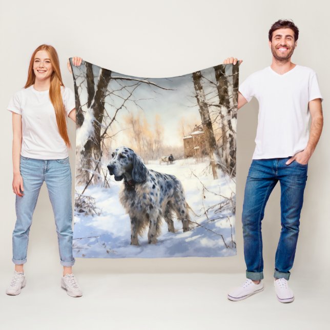 English Setter Let It Snow Weihnachten Fleecedecke (Beispiel)