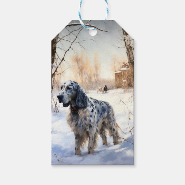 English Setter Let It Snow Weihnachten Geschenkanhänger (Vorderseite)