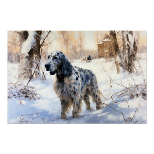 English Setter Let It Snow Weihnachten Poster