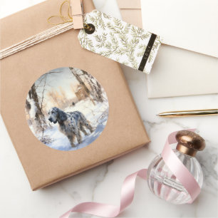 English Setter Let It Snow Weihnachten Runder Aufkleber