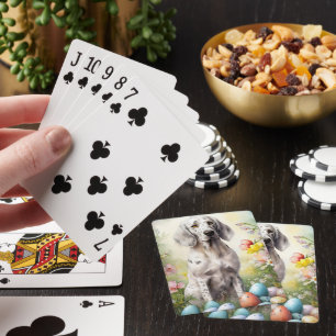 English Setter mit Ostereiern Spielkarten