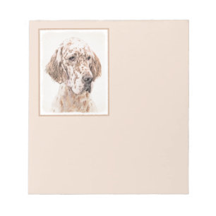 English Setter Orange Belton Malerei Hund Kunst Notizblock