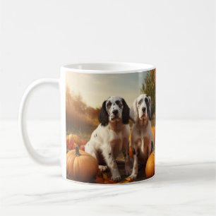 English Setter Puppy Autumn Delight Pumpkin Kaffeetasse