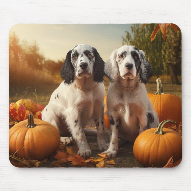 English Setter Puppy Autumn Delight Pumpkin Mousepad (Vorne)