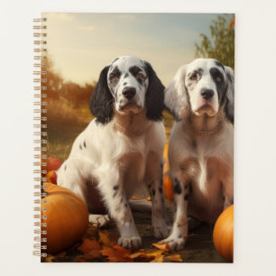 English Setter Puppy Autumn Delight Pumpkin Planer