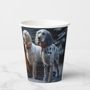 English Setter Schneeweißer Schlitten Weihnachtsde Pappbecher