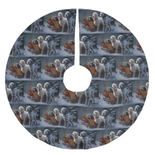 English Setter Schneeweißer Schlitten Weihnachtsde Polyester Weihnachtsbaumdecke