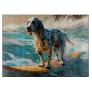 English Setter Strand Surfen Malerei Schneidebrett