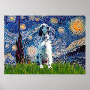 English Setter (SW) - Sternennacht Poster