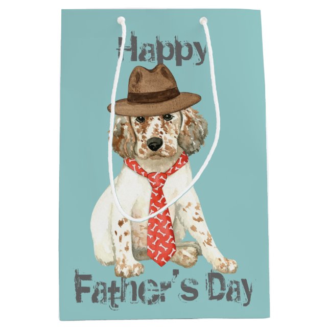 English Setter Vater Mittlere Geschenktüte (Vorderseite)