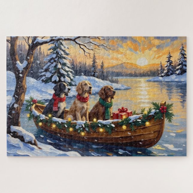 English Setter Weihnachtsboot Urlaub Puzzle (Horizontal)