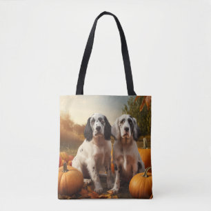 English Setter Welpe Herbstfreude Kürbis 