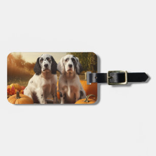 English Setter Welpe Herbstfreude Kürbis Gepäckanhänger
