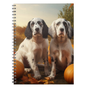 English Setter Welpe Herbstfreude Kürbis  Notizblock