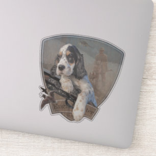 English Setter Welpe mit klassischem Showgun Aufkleber