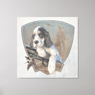English Setter Welpe mit klassischem Showgun Leinwanddruck