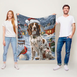English Setter Winter Wonderland Christmas Joy Fleecedecke